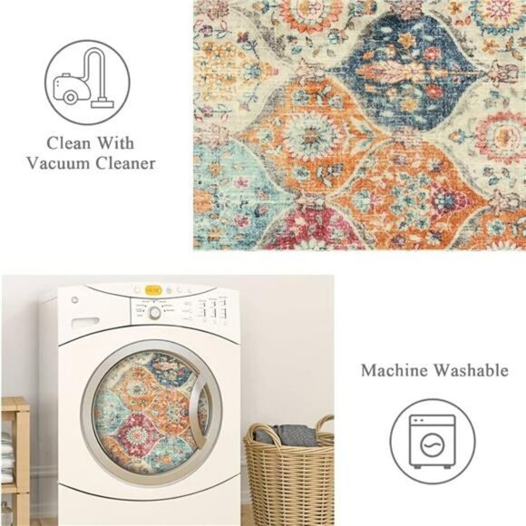 Lahome Moroccan Runner Rug 2x8 Washable Non Slip Hallway Kitchen Carpet - Picture 4 of 7